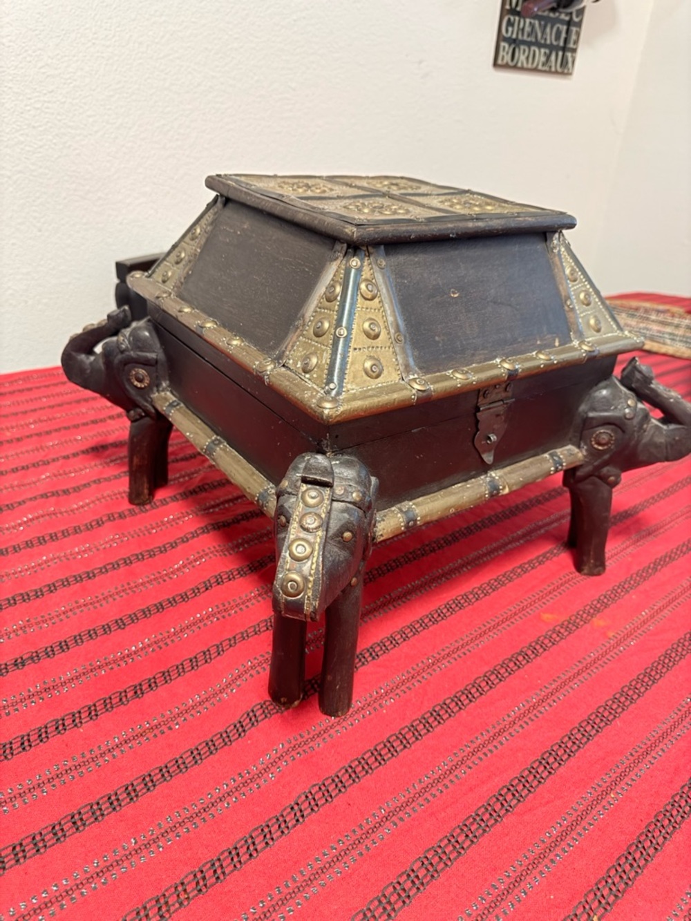 Antique vintage 1920s Carved Wood Elephant Box stools